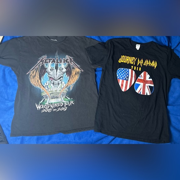 Metallica Def Leppard Journey black concert tee shirts lot size LARGE - Picture 1 of 8